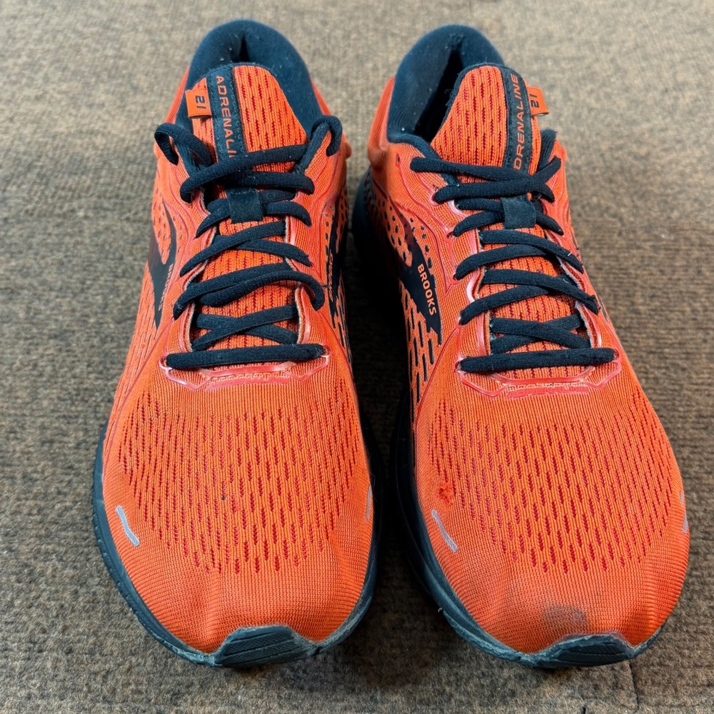 C+ Brooks Adrenaline GTS 21 Mens Running Shoes Orange Black 1103491D654 Size 13 - Picture 2 of 11
